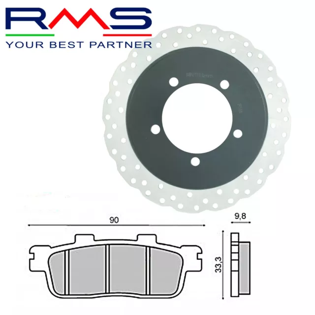 Set Frein Arrière Disque Plaquettes RMS Kymco Downtown 300 I ABS 2011
