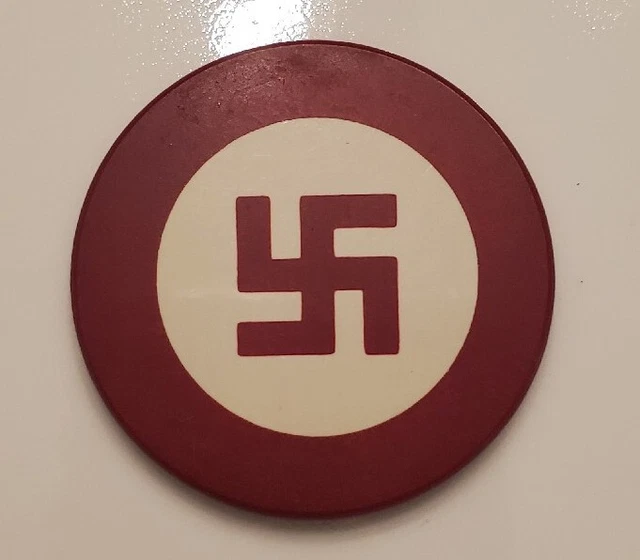 VINTAGE 1930S CLAY Swastika Native American 4 Winds Symbol Red Poker