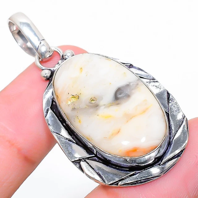 Crazy Lace Agate Gemstone Handmade 925 Sterling Silver Jewelry Pendant 2.01"