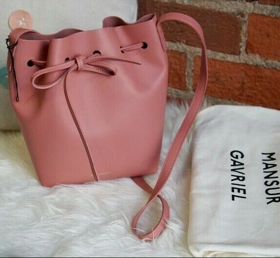 Mansur gavriel patent bucket bag shop