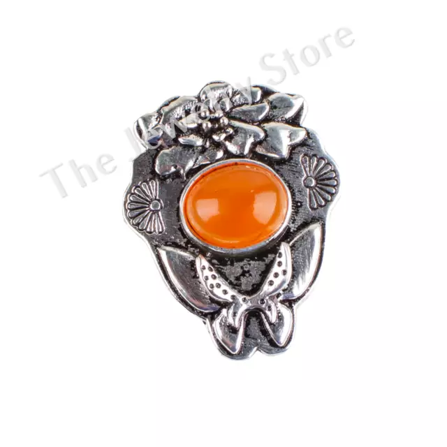 Natural Carnelian Gemstone 925 Sterling Silver Wonderful Jewelry Pendant 1.37"