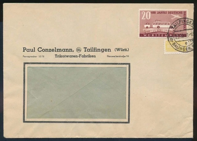 Französische Zone Nr. 50 EF Brief TAILFINGEN 25.10.49 #129863