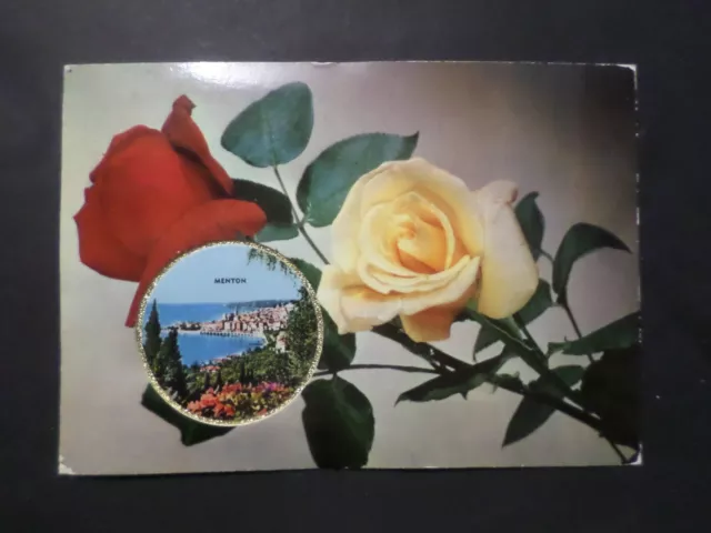 CP Tarjeta Postal Perfume Flores Rosas, Foto Menton Mar, VF