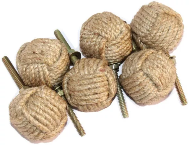 Natural Jute and Chrome, Nautical style knot knob as decorative hardware for you