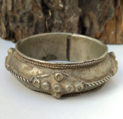 Very Rare Ancient Medieval Silver Color Viking Cuff Bracelet Artifact Authentic