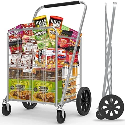 GINKGO Jumbo Grocery Shopping Cart with Swivel Wheels - Foldable and Portable...