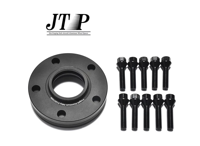 15mm/20mm Black Wheel Spacers For Audi A5 S5 RS5 Allroad - 66.6 CB, 5x112 PCD, Aluminum With Extended Bolts