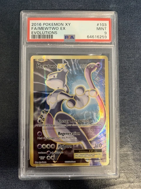 2016 Pokemon TCG XY Evolutions Mewtwo EX Full Art Holo Rare PSA 9 MINT ENG #103