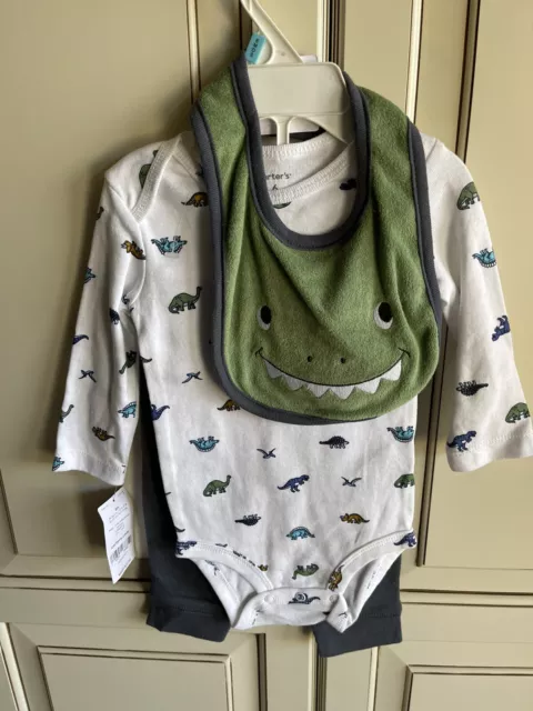 Carters Baby Boy 3 Piece Roar Set Dinosaurs Size 6 Months brand new