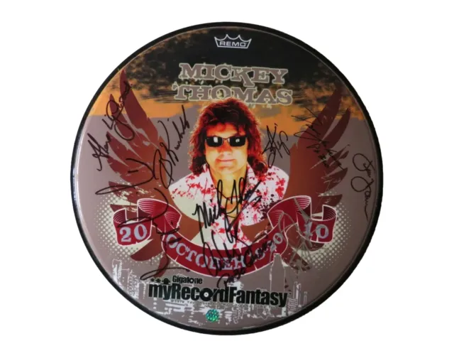 RARE! “Mickey Thomas" Gigatone 2010 Tour Group Signed Drumhead