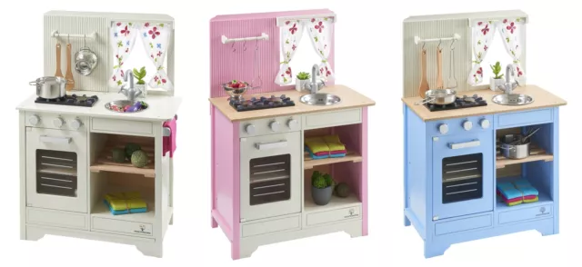 MUSTERKIND Kinderküche Spielküche im Landhausstil Lavandula Creme / Rosa / Blau