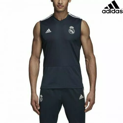 Camiseta De Entrenamiento Adidas Cw8650 Real Madrid 2018/19 Negra Sin Mangas Azul Limitada