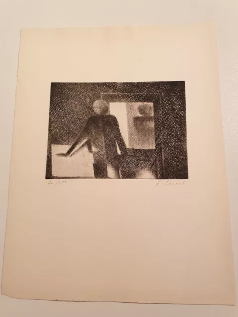 HERIBERT LOSERT - An der Tür - Puntasecca Originale Numerata Firmata 20/650
