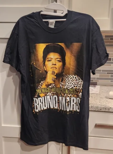 Bruno Mars 24k Gold Magic World Authentic Tour Shirt 2017n Black  Med