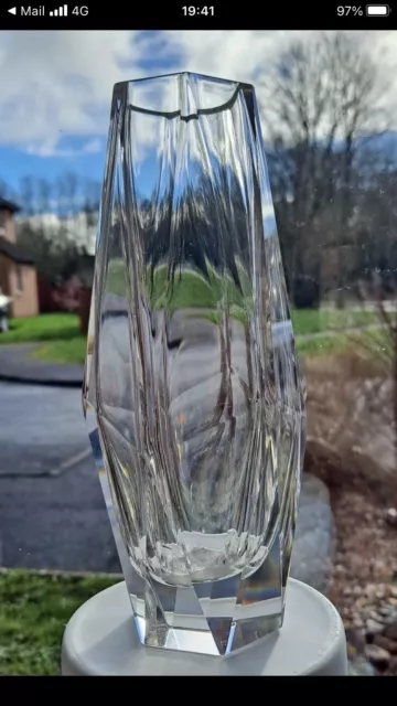 1960s Vintage MCM Murano Sommerso Flavio Poli Faceted Cut Clear Glass Vase VGC