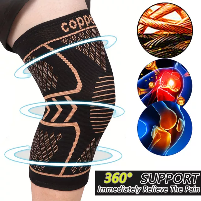 Copper Knee Support Brace Compression Sleeve Arthritis Gym Sports Squat Running