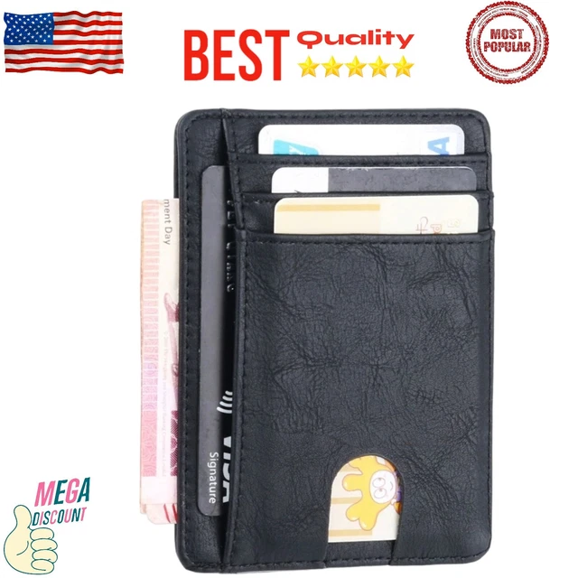 Mens RFID Blocking Leather Slim Wallet Money Credit Card Slots Card Holder