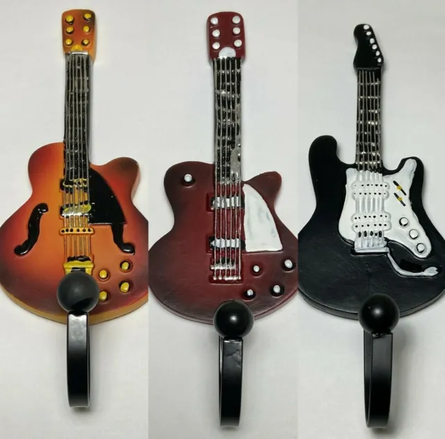 [NEW] 3-Piece Set Guitar Clothes Hanger Rock Music Hooks — US Seller