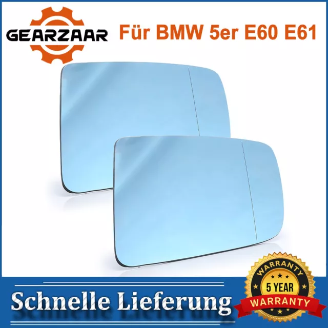 Paar Beheizte Spiegelglas Für BMW 5er E60 E61 2003-2010 Elektrische Blau