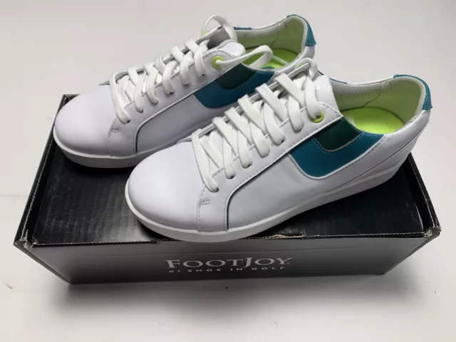 Zapatos de golf FootJoy FJ Links blancos azules verdes talla 7 (98157)