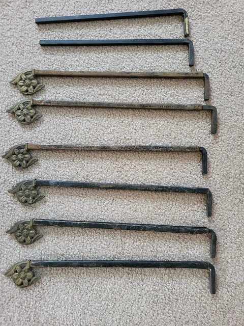 Window Hardware Vintage 6 Flower Swing Arm Adjustable Extending  Curtain Rods.