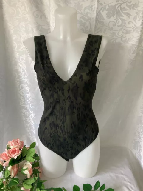 Free People Intimately Women Green Bodysuit Size S V Neck and Back Sleeveless!