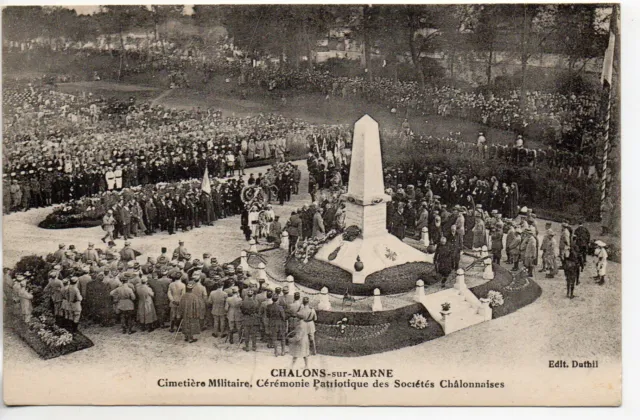 CHALONS SUR MARNE - Marne - CPA 51 - Militaires cimetiere ceremonie patriotique