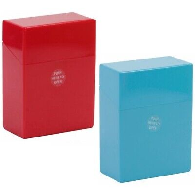 3 x Zigarettenbox XL Blau Schwarz je für 25 Zigaretten Etui Kunststoff Rot 