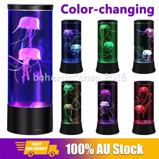 LED Jellyfish Aquarium Fish Tank Lamp 7 Color Changing Bedside Mood Night Light