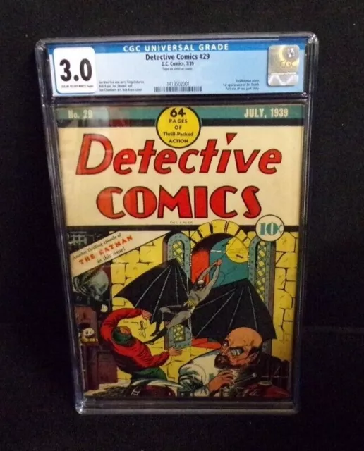 Detective Comics Batman #29 Dc Comics Golden Age 1St Dr Death Cgc Graded 3.0