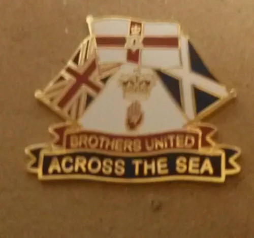 Brothers United Across The Water Lapel Badge Ulster Scotland Loyalist