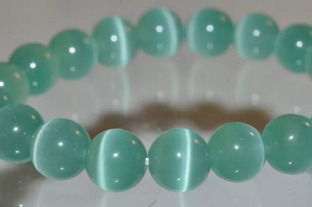 7.5" "Bright/Top Grade"~Man-Made MINT GREEN CAT'S EYE Fiber-Optic Bracelet R1304