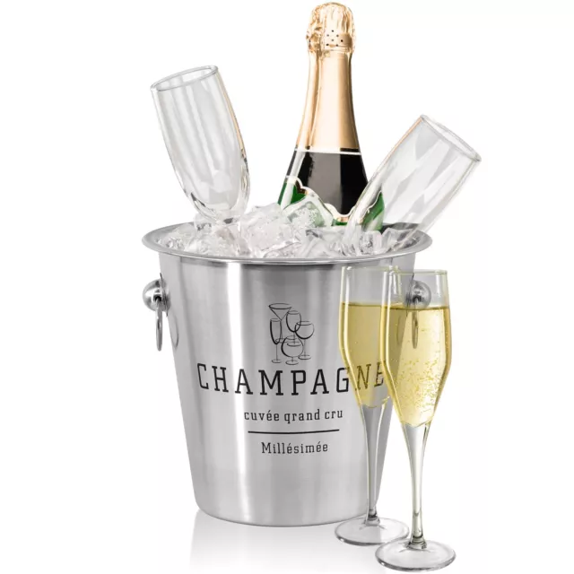 Stainless Steel French Silver Champagne Wine Bucket Punch Drink Ice Cooler Party