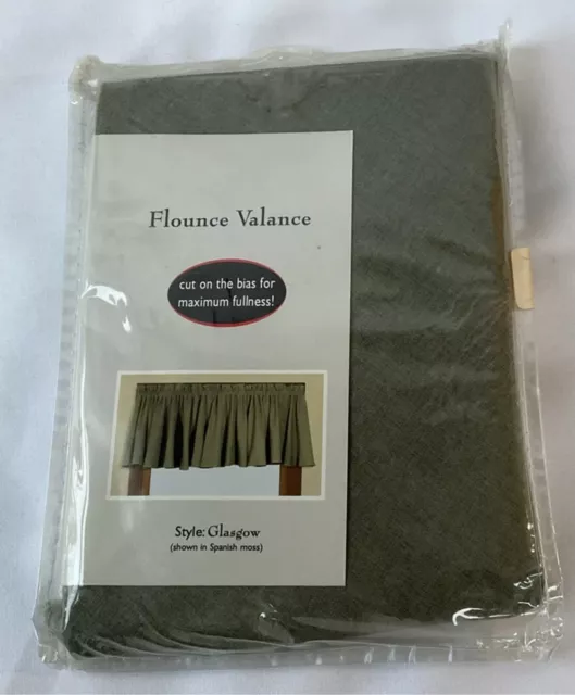 Glasgow Flounce Valance By Ricardo 84W x 15L Spanish Moss New !!!