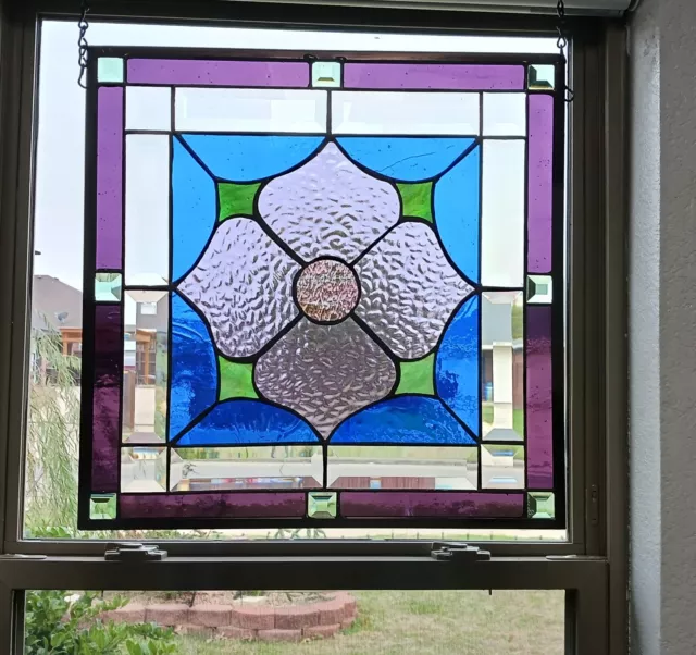 Stained Glass Panel - 15 1/2"x 15 1/2" HMD-US  purple & lavender