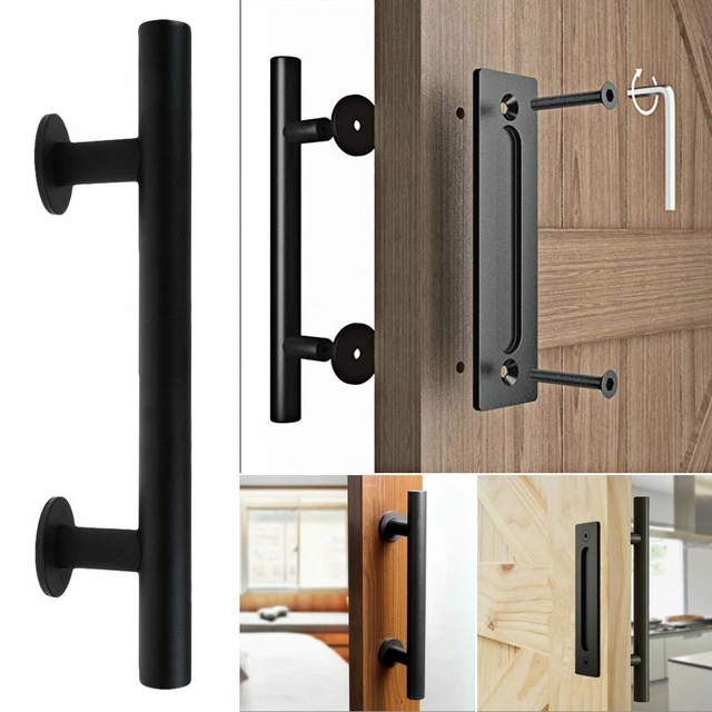 12" Sliding Barn Door Pull Flush Handle Gate Hardware Set Iron Matte Black