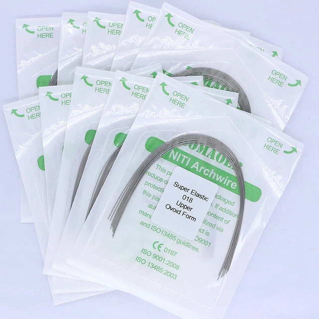 20 Fili Arco Dentale Ortodontici NITI Super Elastici - Rotondi, Forma Naturale