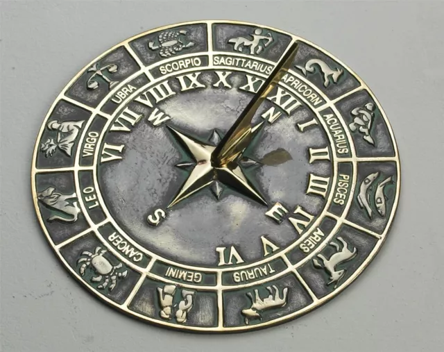 Horóscopo del zodiaco antiguo Reloj de sol - Latón macizo 3