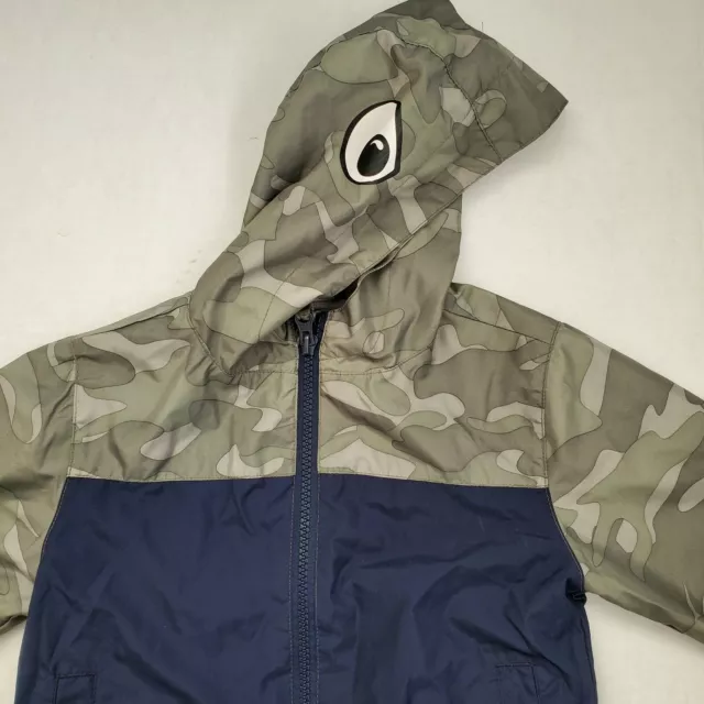 OshKosh Bgosh Toddler Boys Camouflage Dino Hood Windbreaker Jacket Size 2T 2