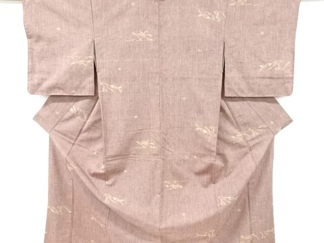6220598: Japanese Kimono / Antique Kimono / Tsumugi / Woven Abstract Pattern