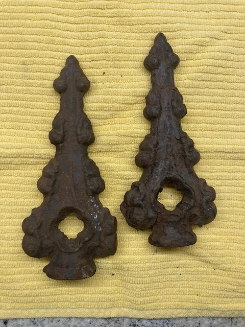 2 Vintage Ornate Cast Iron Fence Finials BOSTON  Architectural Salvage GOTHIC #2
