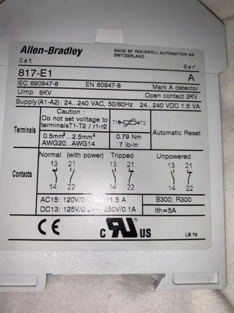 Allen-Bradley 817-E1 Unused NO Box