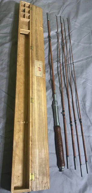 Canne à Mouche Bambou Fendu Grampus Kiraku 5 Pièces - Vintage Japon - Coffret Bois