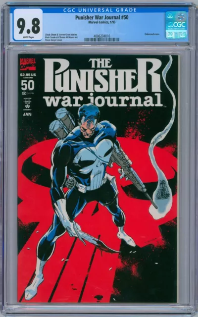PUNISHER WAR JOURNAL #50 CGC 9.8 Newsstand Embossed Cover White pages  1993