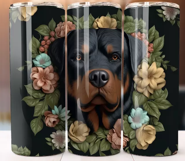 Rottweiler Dog lover Gift Cup Tumbler 20oz Skinny Mug Stainless Steel Design