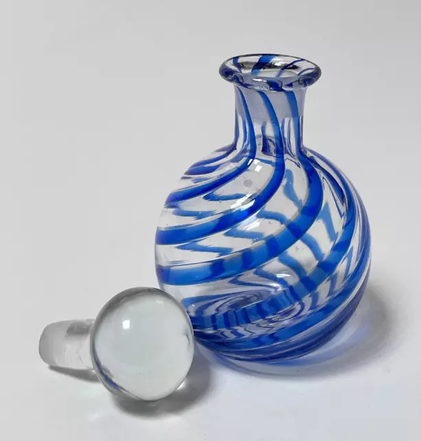 Julio Santos Australian Studio Art Glass Perfume Bottle Blue Ribbon Signed 3