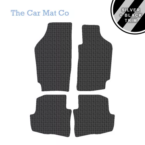 Car Mats for VW Fox 2006 to 2012 Tailored Black Rubber Silver Stripe Trim