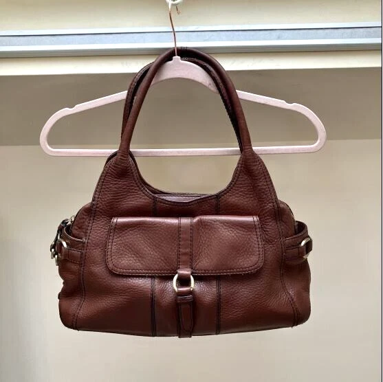 Cole Haan Satchel Tote Brown Pebbled Leather Shoulder Bag Handbag