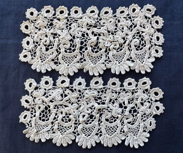 Antique Irish Crochet Lace 2 Pieces Collar? Handmade