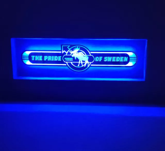Volvo LED Spiegel LKW Truckerschild Leuchtschilder  Pride of Sweden V02-BLUE